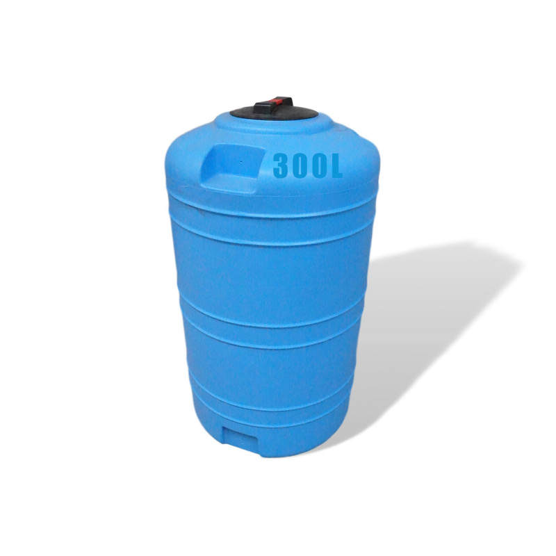 Réservoir récupération d'eau de pluie 300 litres - Réservoir aérien bleu en  polyéthylène - Vertical